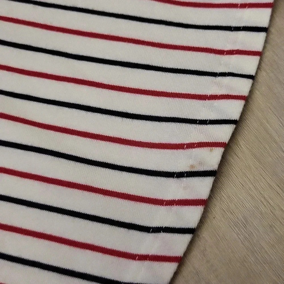 J Jill Striped 3 Quarter Bell Sleeve V Neck White Red Blue Blouse Womens Size L‎ - Picture 8 of 8